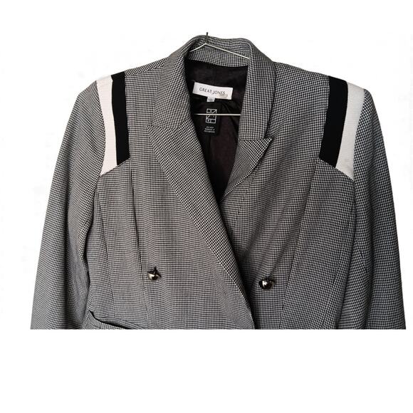 Great Jones Houndstooth Double Breasted Blazer Jacket Small Shoulder Pads - Picture 7 of 15